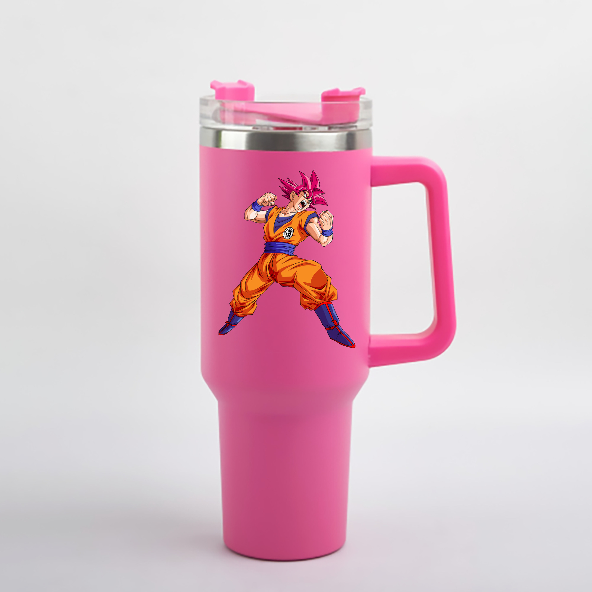 （画像用） ドラゴンボール 孫悟空（そん ごくう）Son Goku カカロット DRAGON BALL Kakarotto 1200mL車用タンブラー - クリスタルステッカー（プラスチックストロー付き）